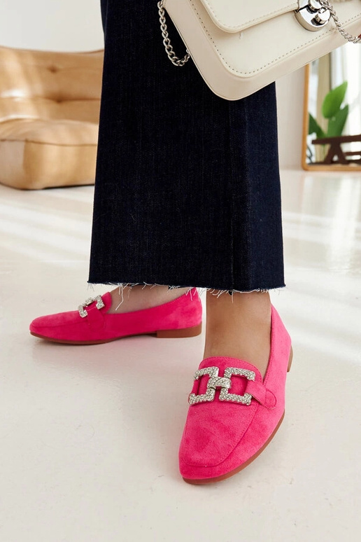 Ružové mokasíny zdobené retiazkou Kuens