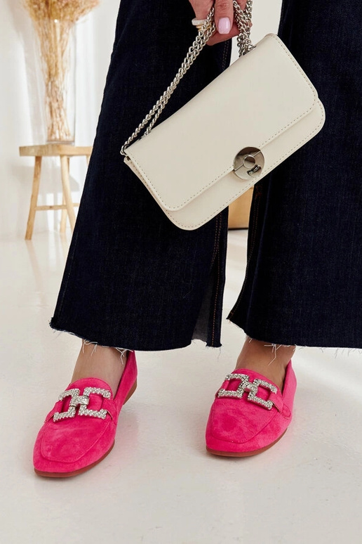 Ružové mokasíny zdobené retiazkou Kuens