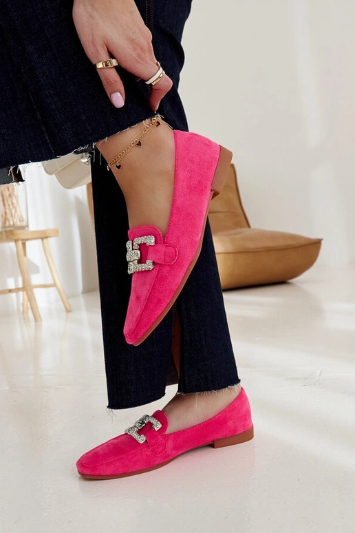 Ružové mokasíny zdobené retiazkou Kuens