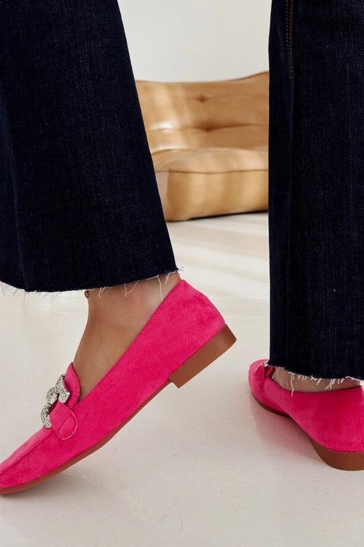 Ružové mokasíny zdobené retiazkou Kuens