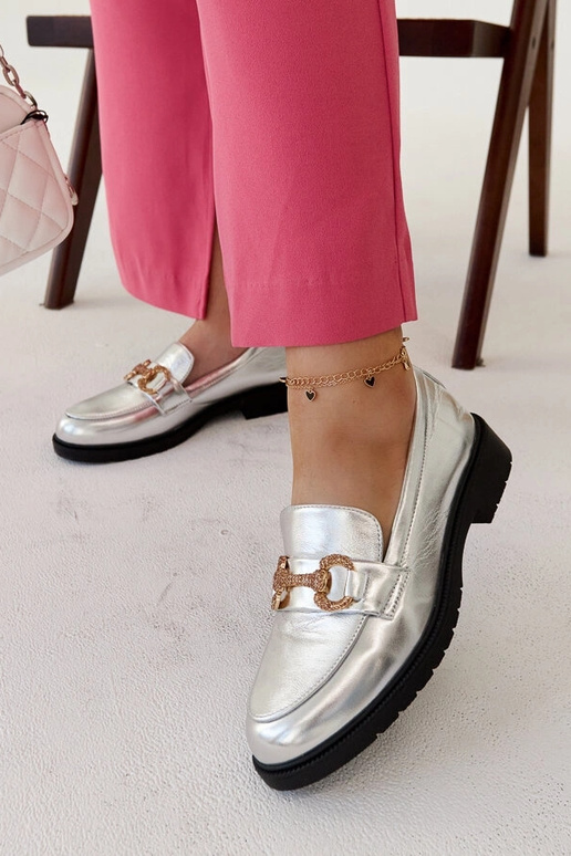 Srebrné mokasíny s cyrkónmi Aleyna