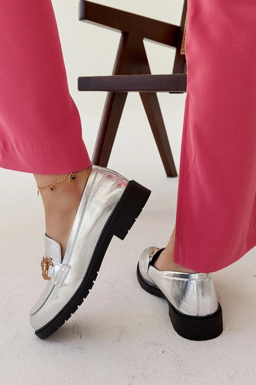 Srebrné mokasíny s cyrkónmi Aleyna