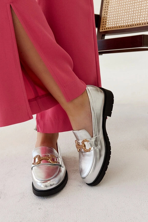 Srebrné mokasíny s cyrkónmi Aleyna