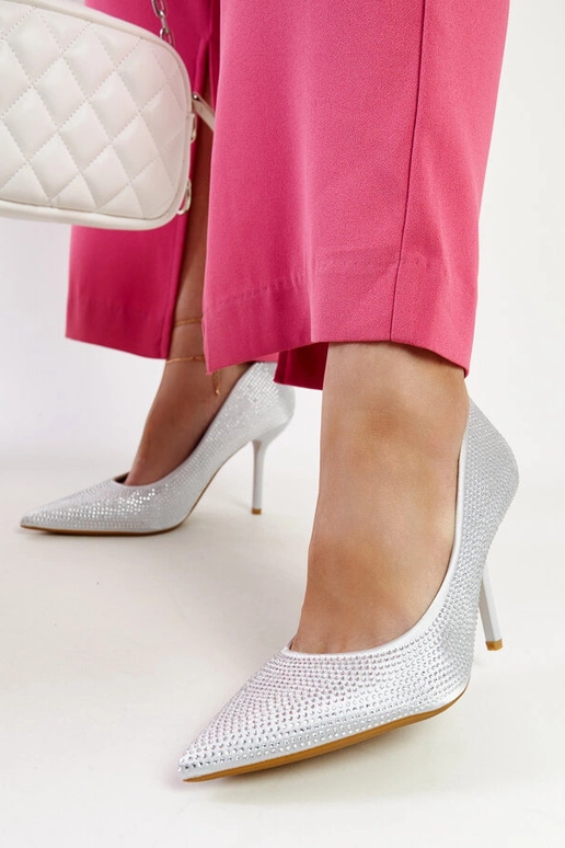 Strieborné lodičky Liena na vysokom...