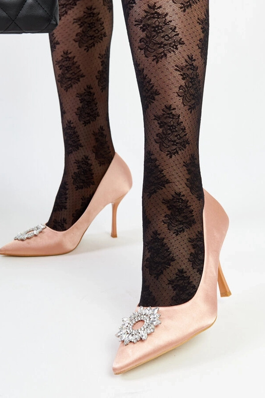 Béžové saténové ihličky so zirkónmi...