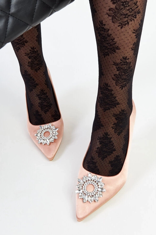 Béžové saténové ihličky so zirkónmi...