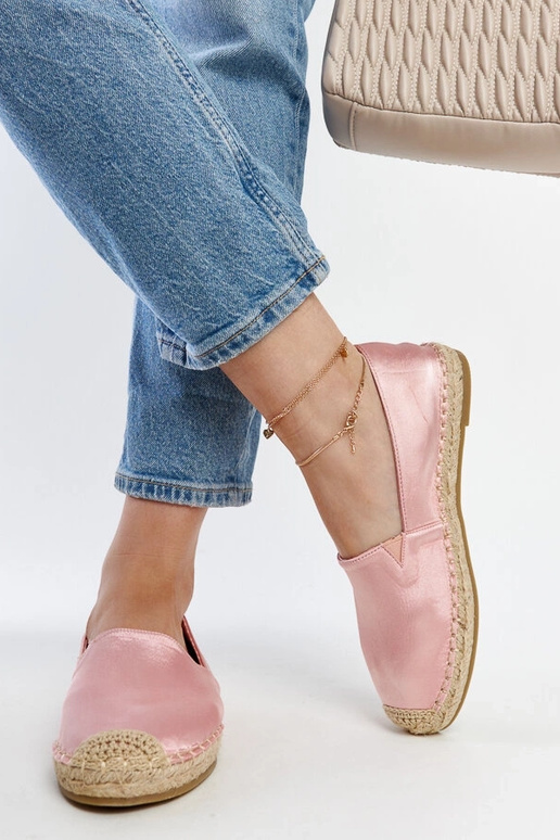 Svetloružové trblietavé espadrilky na...