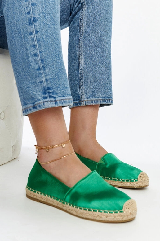 Espadrilky Caithlin Green Glitter...