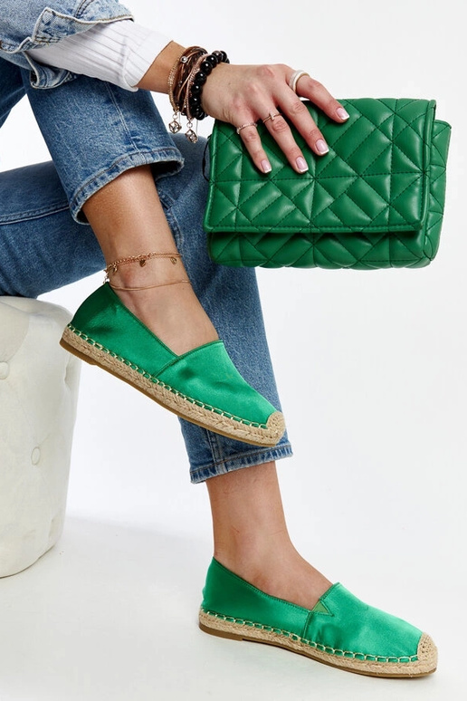 Espadrilky Caithlin Green Glitter...