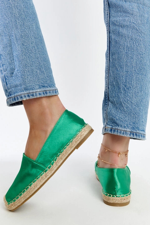 Espadrilky Caithlin Green Glitter...