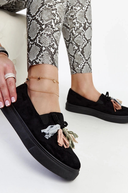 Čierne poltopánky s farebnými...