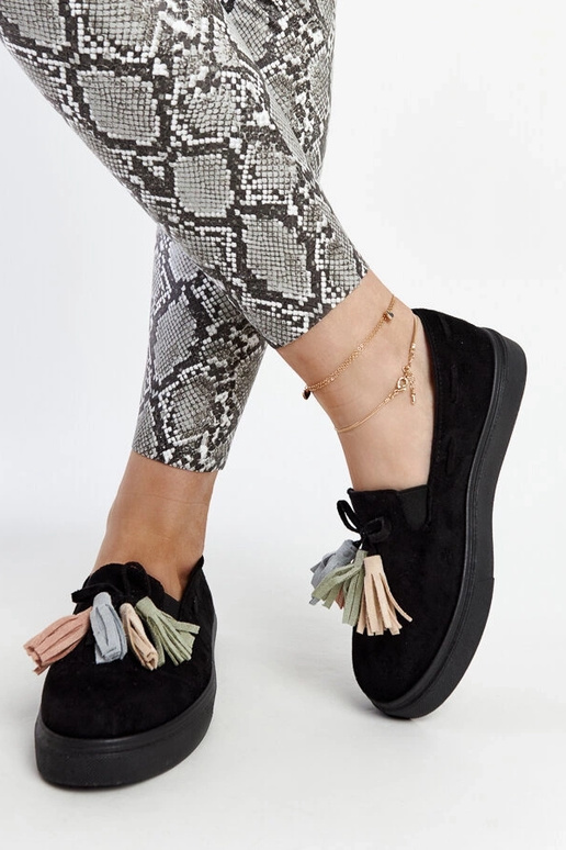 Čierne poltopánky s farebnými...