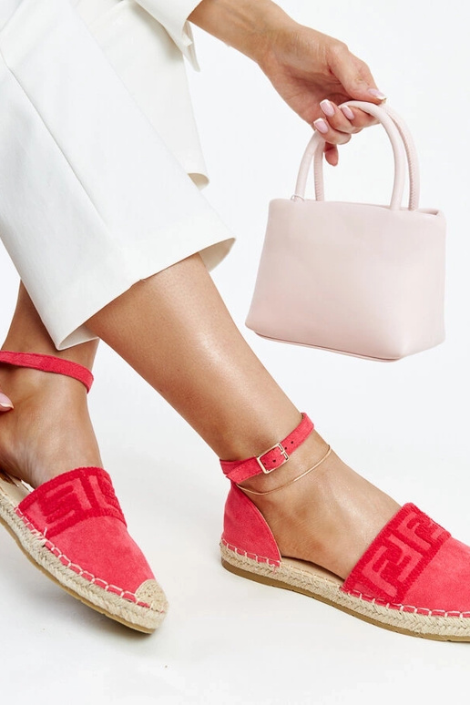 Tmavoružové espadrilky s ozdobnou...