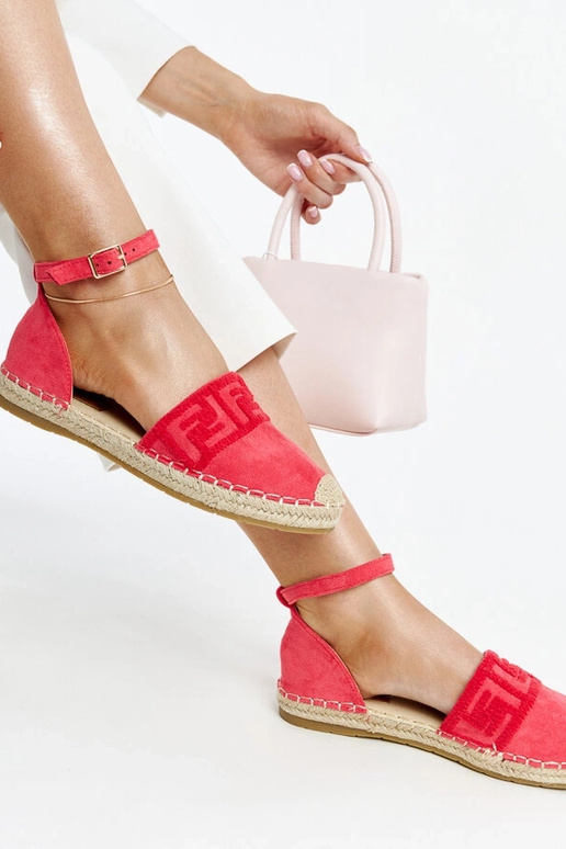 Tmavoružové espadrilky s ozdobnou...