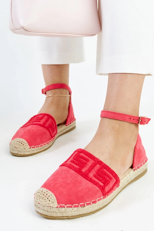 Tmavoružové espadrilky s ozdobnou...