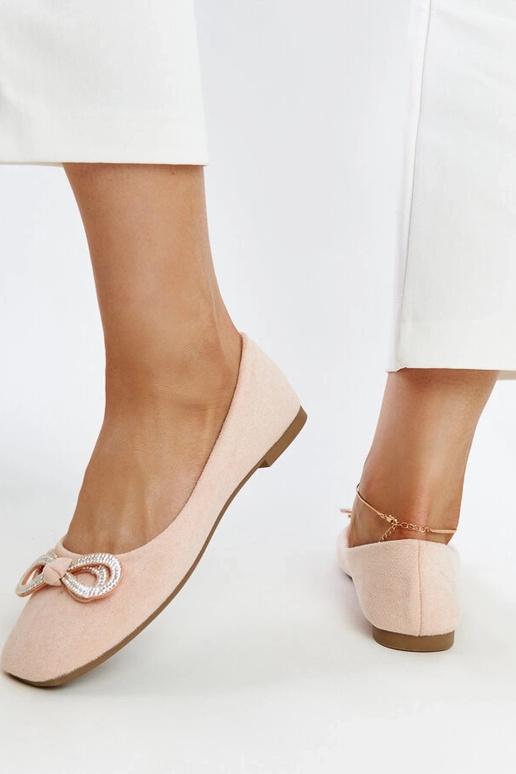 Svetloružové balerínky s mašľou Gaillou