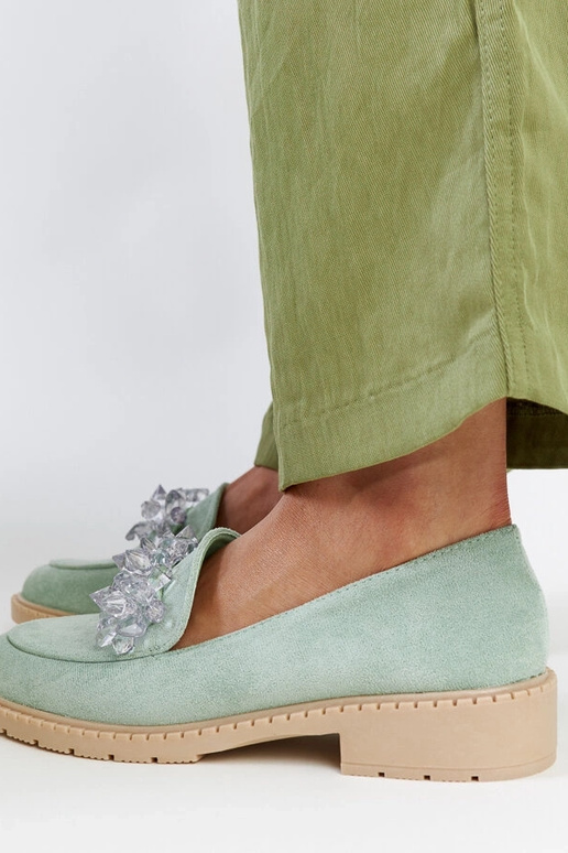 Svetlozelené semišové mokasíny s...