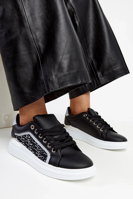 Čierne trblietavé tenisky na...