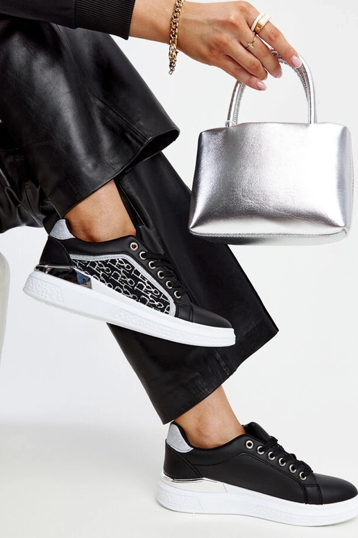 Čierne trblietavé tenisky na...