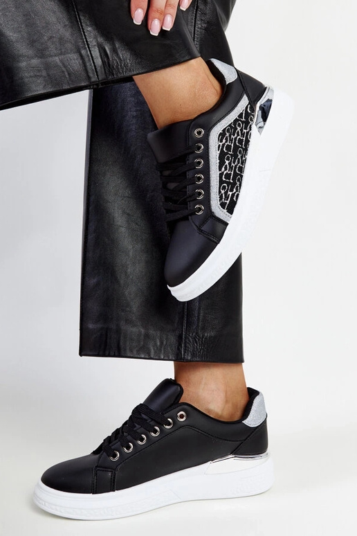 Čierne trblietavé tenisky na...