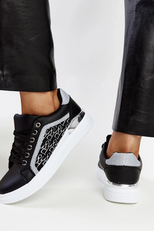 Čierne trblietavé tenisky na...