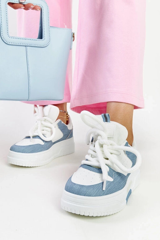 Bielo-modré sneakersy na platforme...