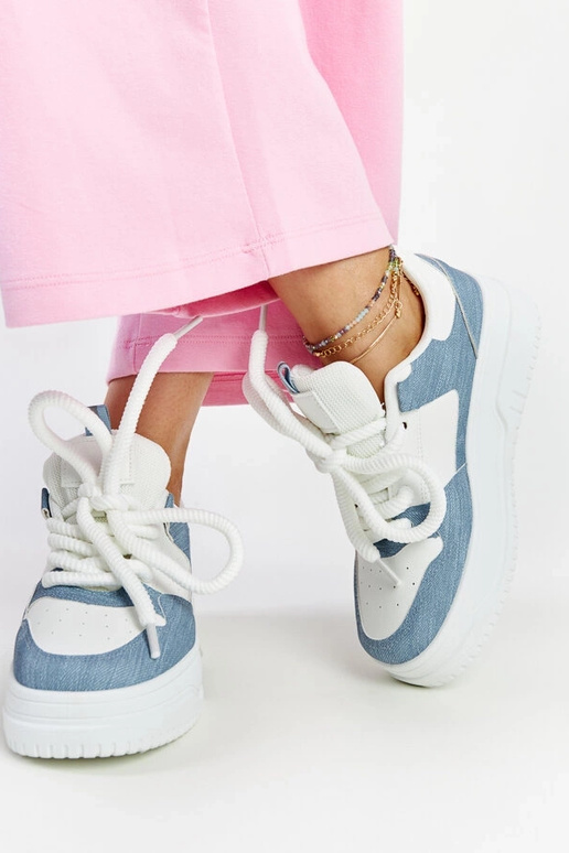 Bielo-modré sneakersy na platforme...