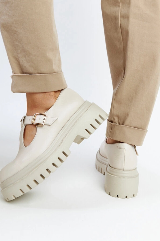 Béžové kožené poltopánky Karino Béžové kožené poltopánky Karino