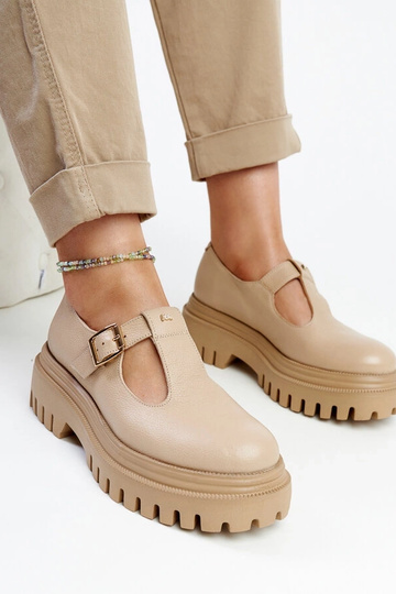 Tmavobéžové kožené...