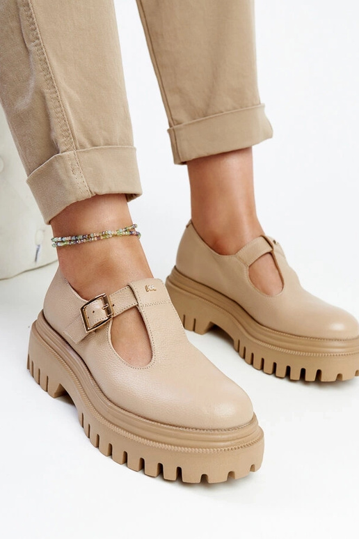 Tmavobéžové kožené poltopánky Karino Tmavobéžové kožené poltopánky Karino