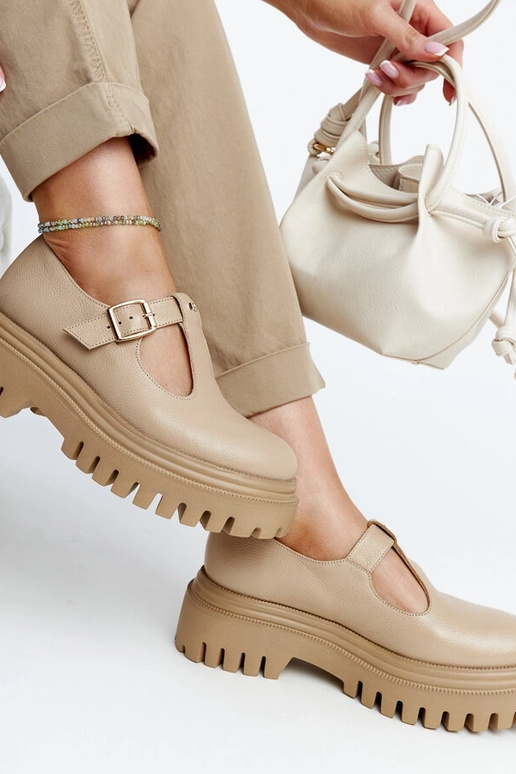 Tmavobéžové kožené poltopánky Karino Tmavobéžové kožené poltopánky Karino