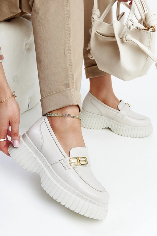 Jasné béžové kožené poltopánky Karino Jasné béžové kožené poltopánky Karino