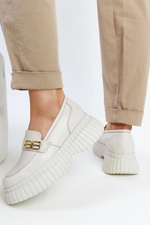 Jasné béžové kožené poltopánky Karino Jasné béžové kožené poltopánky Karino