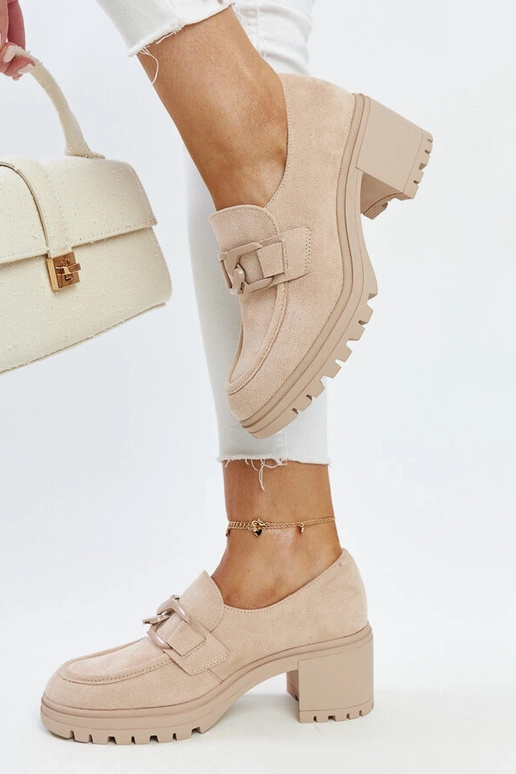 Béžové poltopánky s koženou stielkou...