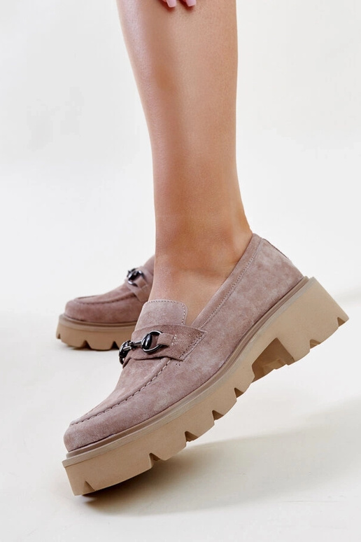 Béžové kožené mokasíny Vinceza