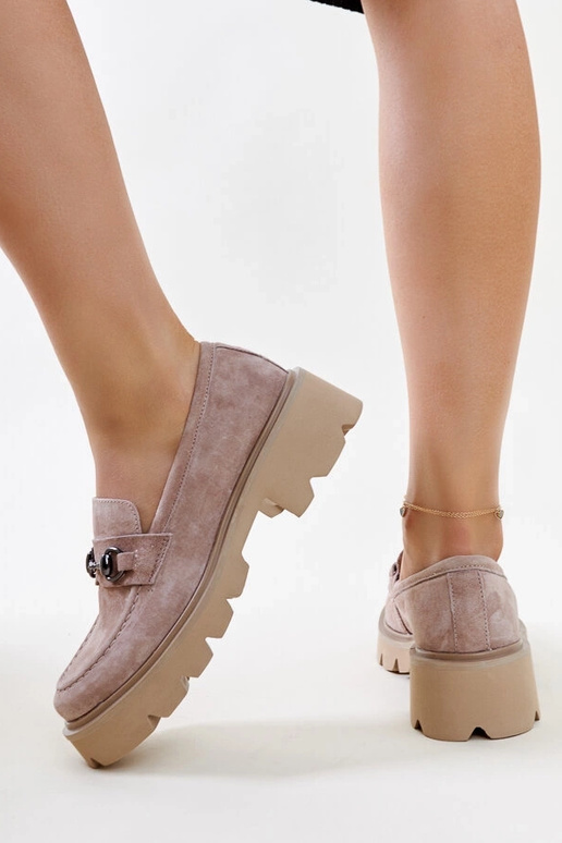 Béžové kožené mokasíny Vinceza