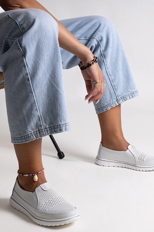 Svetlosivé kožené poltopánky Vinceza