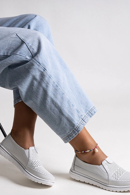 Svetlosivé kožené poltopánky Vinceza