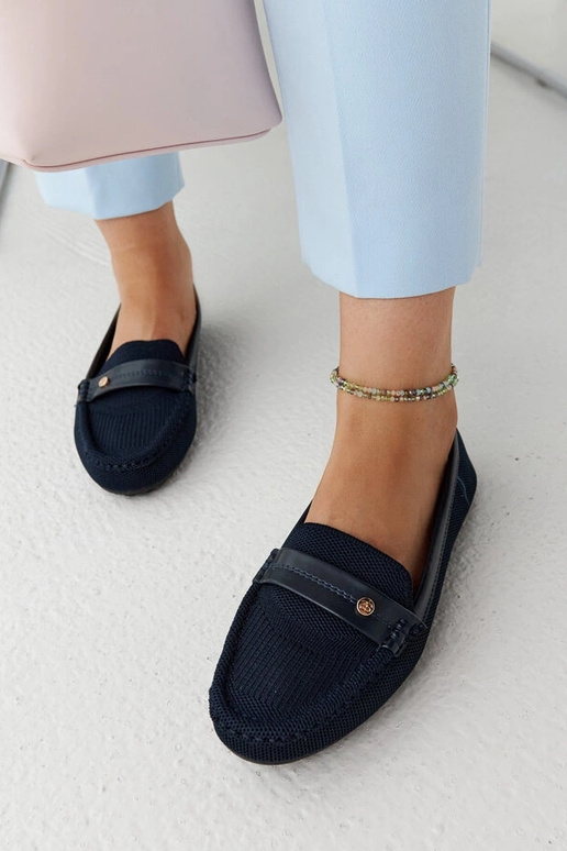 Mokasíny z tmavomodrej látky Fombio