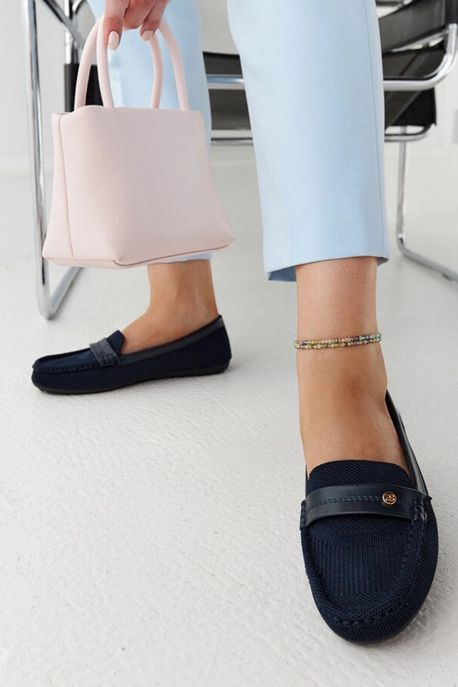 Mokasíny z tmavomodrej látky Fombio