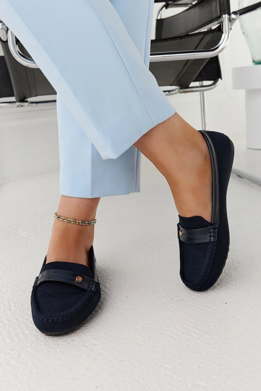 Mokasíny z tmavomodrej látky Fombio