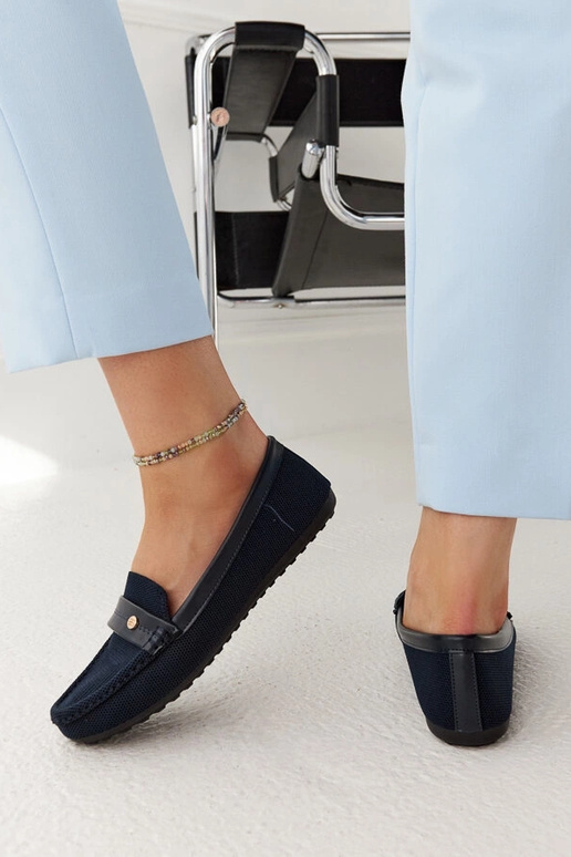 Mokasíny z tmavomodrej látky Fombio