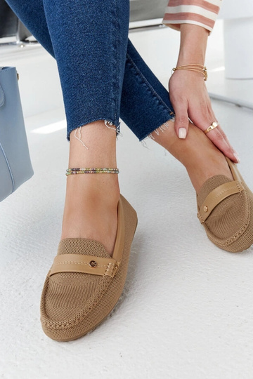 Béžové látkové mokasíny Fombio 2