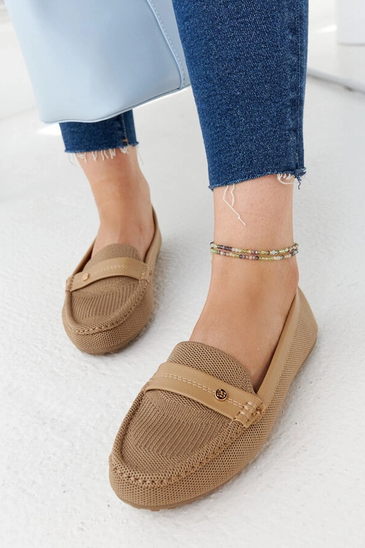 Béžové látkové mokasíny Fombio