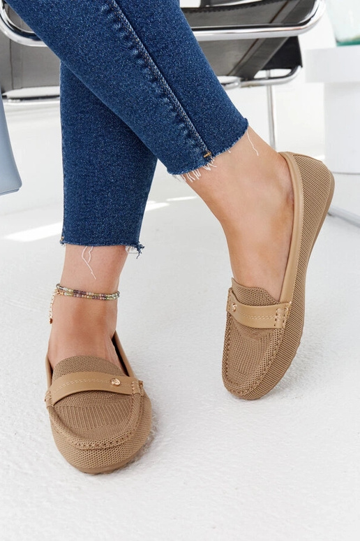 Béžové látkové mokasíny Fombio