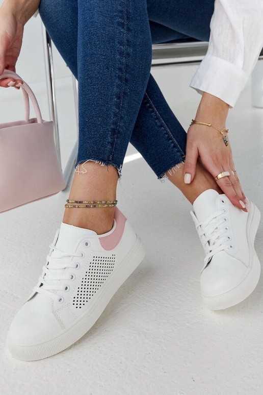 Bielo-ružové prelamované tenisky Semhar