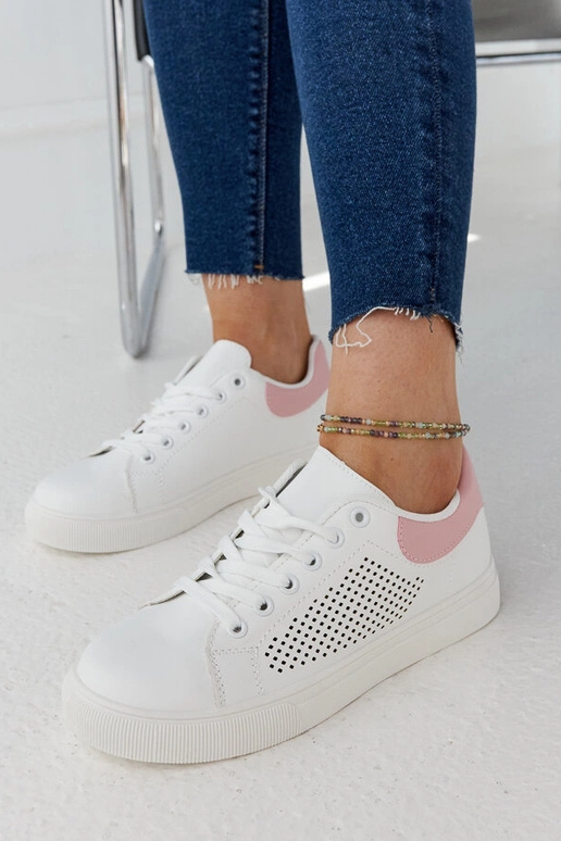 Bielo-ružové prelamované tenisky Semhar