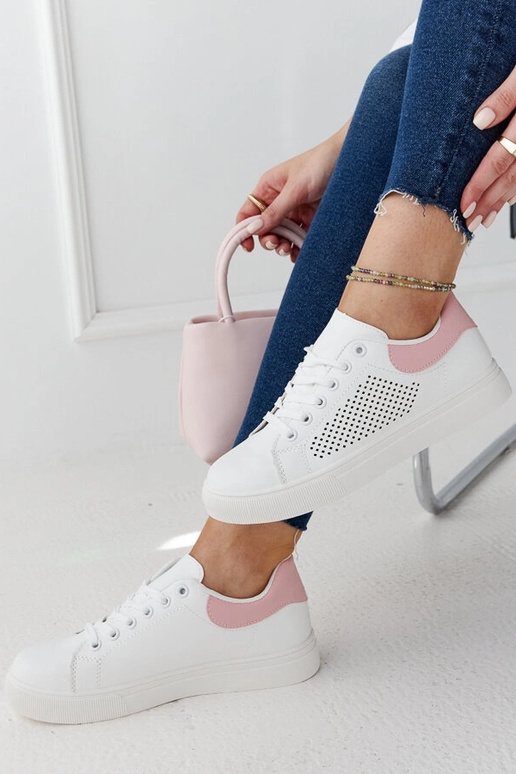 Bielo-ružové prelamované tenisky Semhar