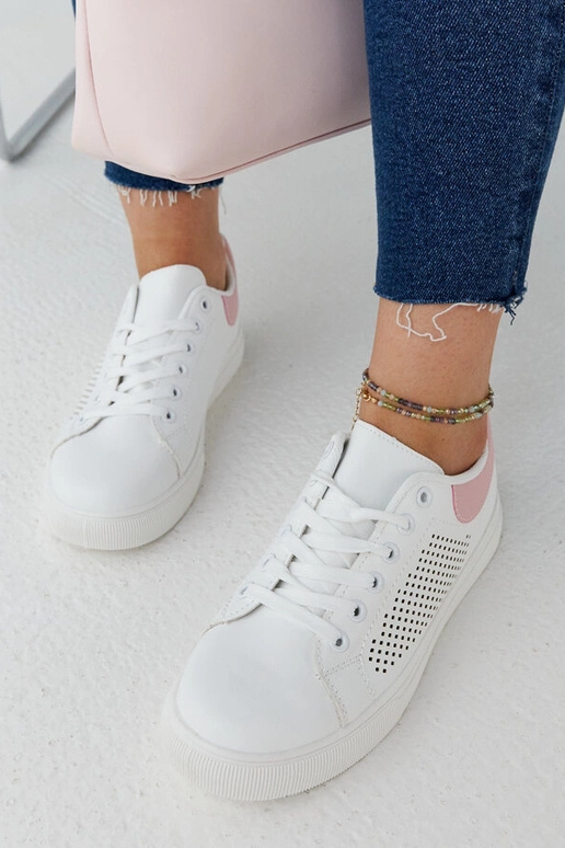 Bielo-ružové prelamované tenisky Semhar