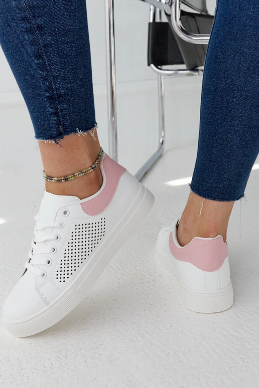 Bielo-ružové prelamované tenisky Semhar